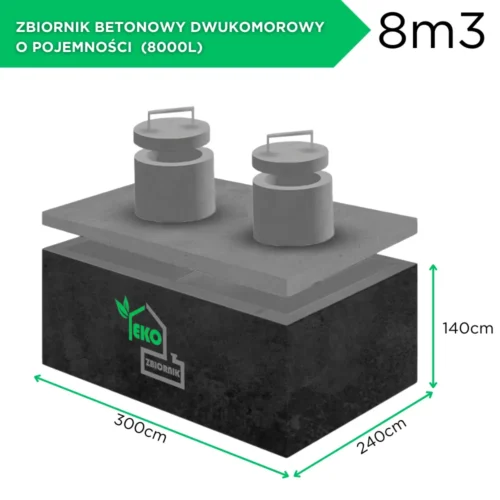 Zbiornik betonowy dwukomorowy o pojemności 8 000 litrów